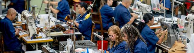 Laborers working at a textile factory.